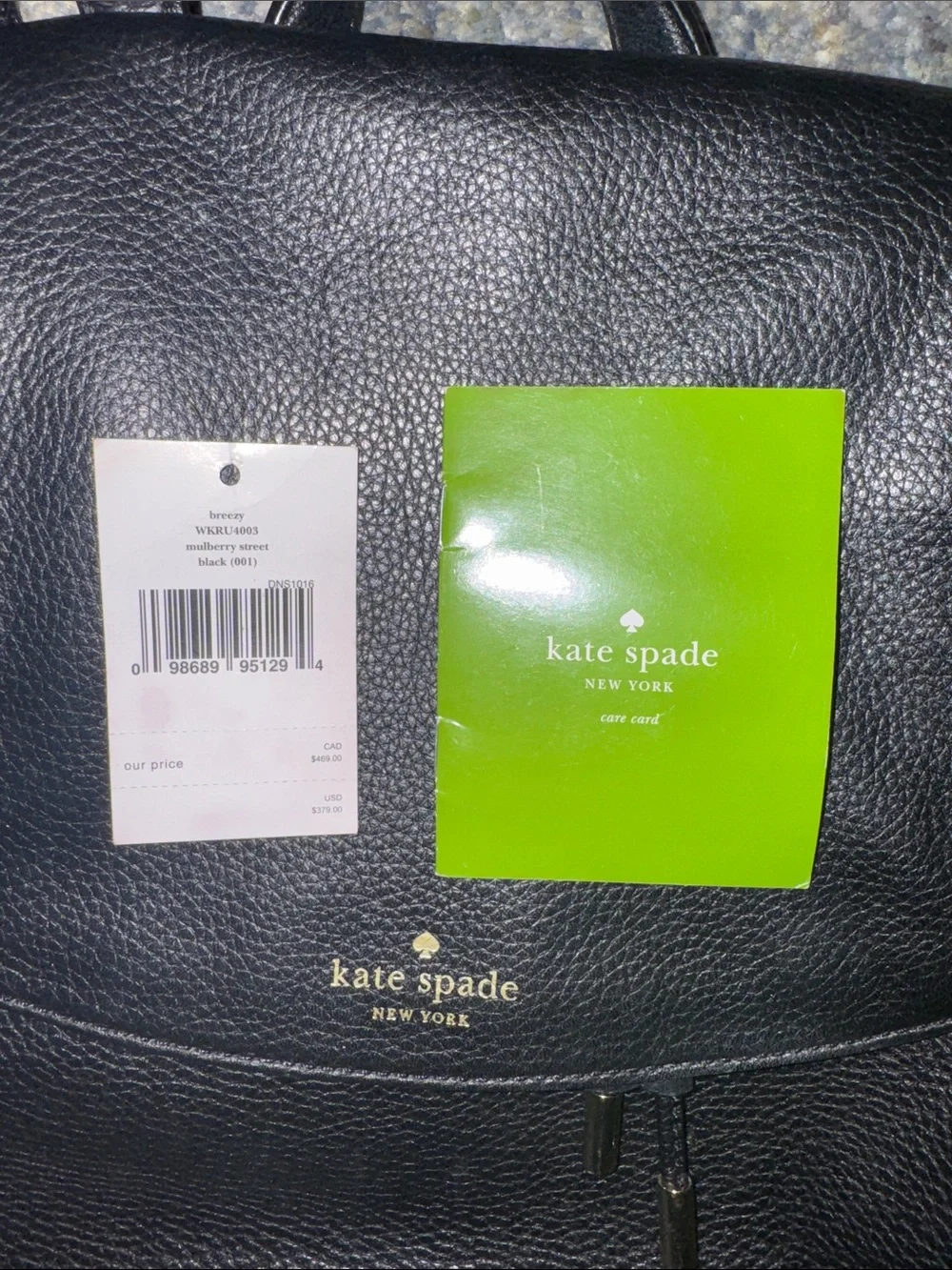 Like new Kate Spade Breezy Mulberry Street Black Leather Backpack